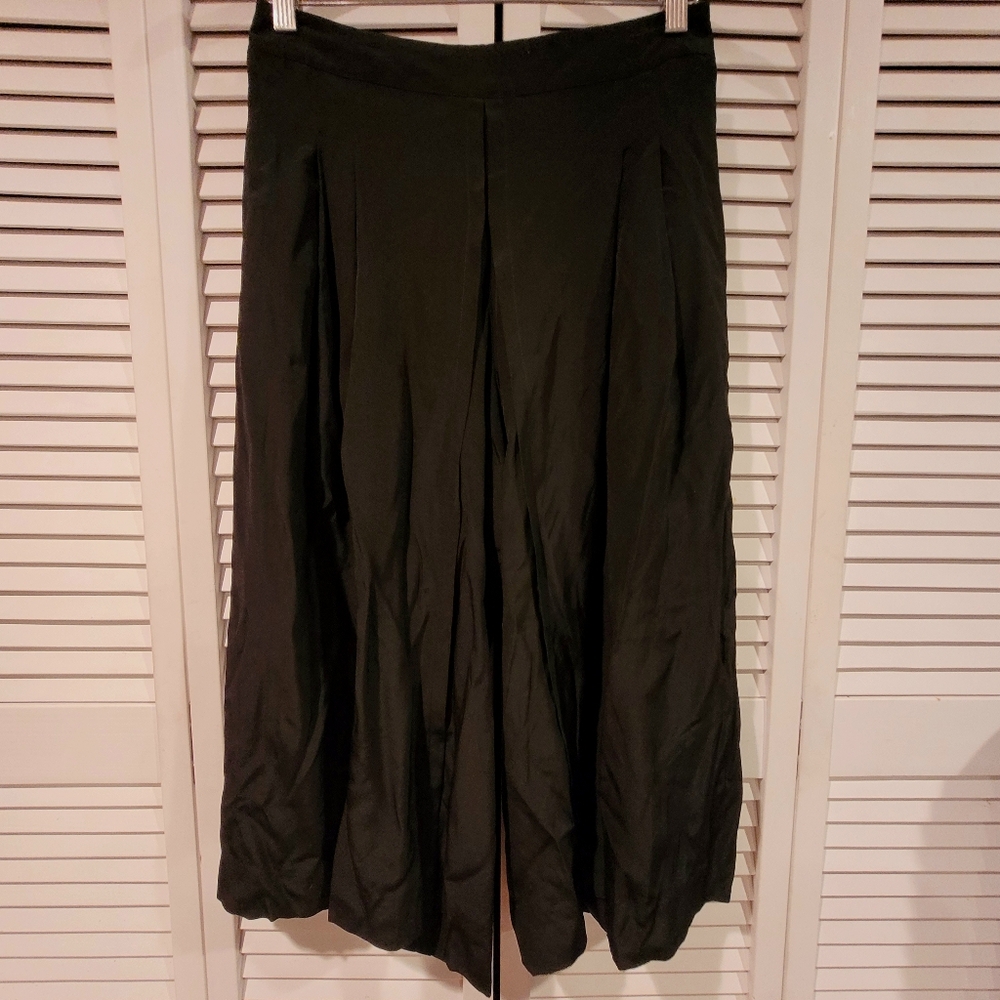 Brochu Walker, small, black, silk,high-rise, wide-leg capris